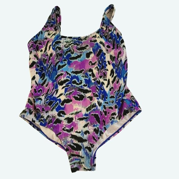 Catalina‎ Women's Plus Size 16W One-Piece Swimsuit Multicolor Leopard Print - Picture 1 of 6